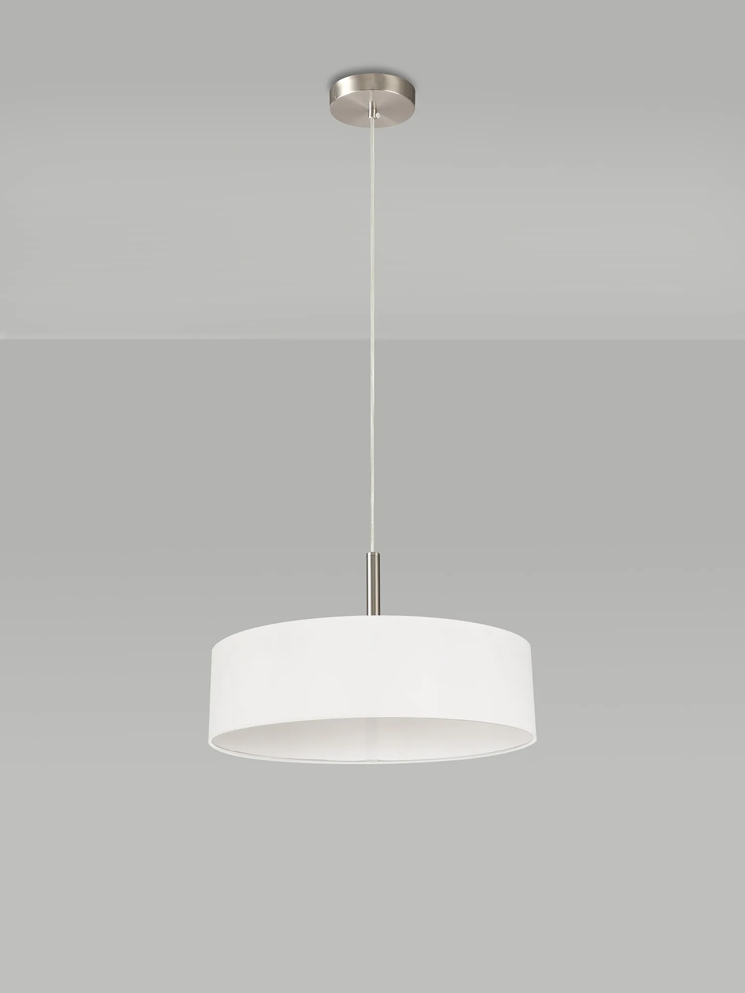 Baymont 45cm 3 Light Pendant Satin Nickel, White DK0721  Deco Baymont SN WH